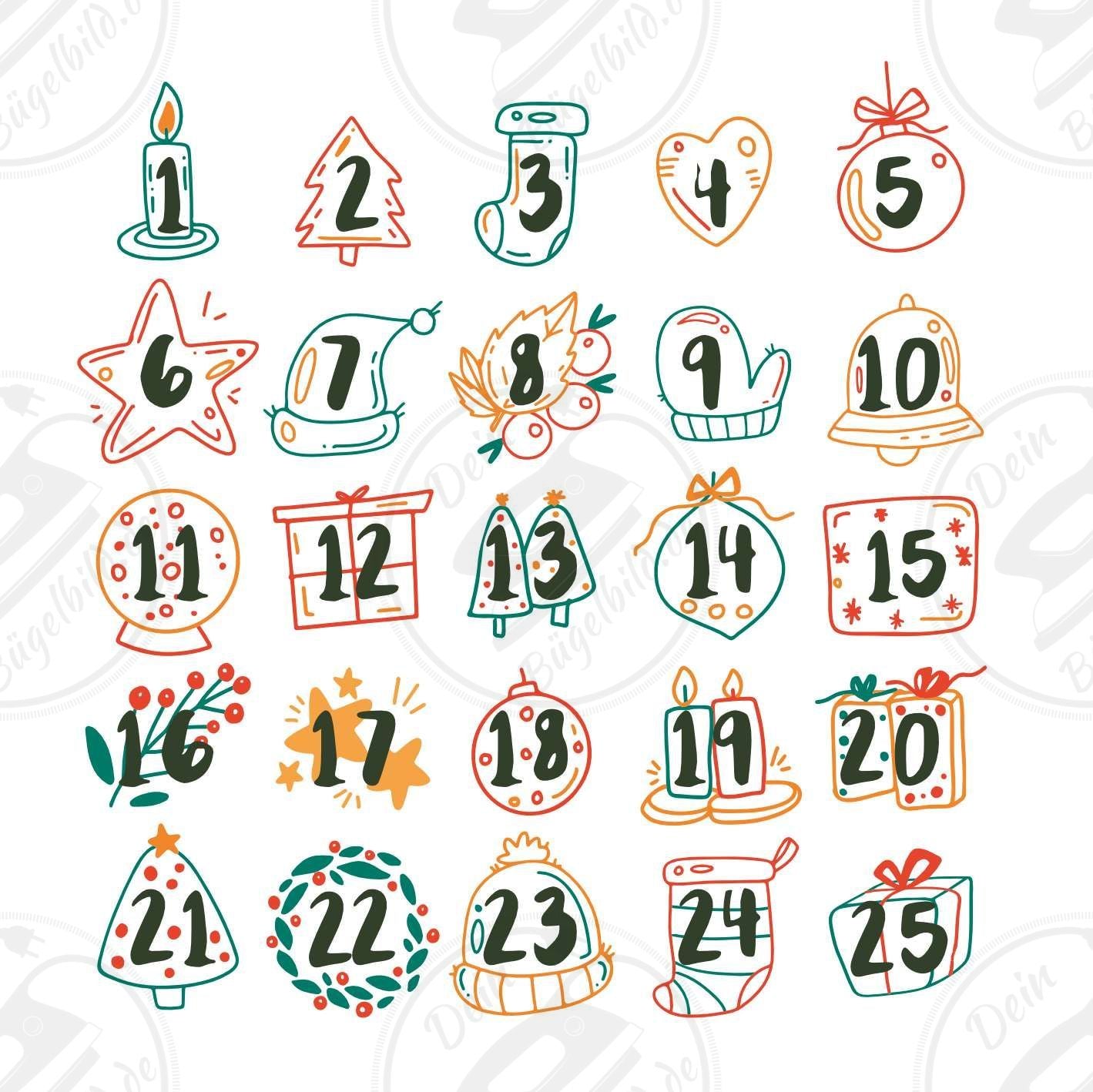 Bügelbild "Adventskalender Set 1"
