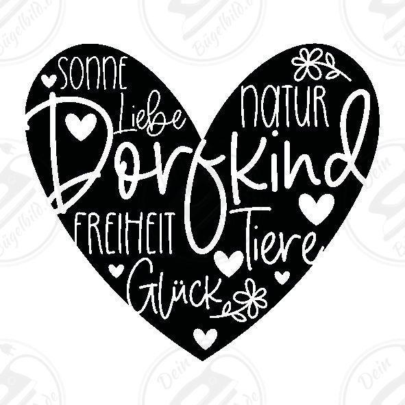 Bügelbild "Dorfkind herz"