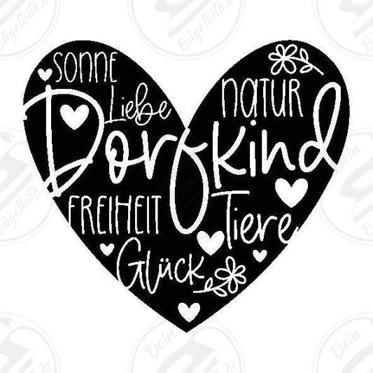 Bügelbild "Dorfkind herz"