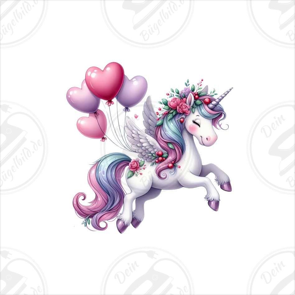 Bügelbild "Einhorn mit Luftballon"