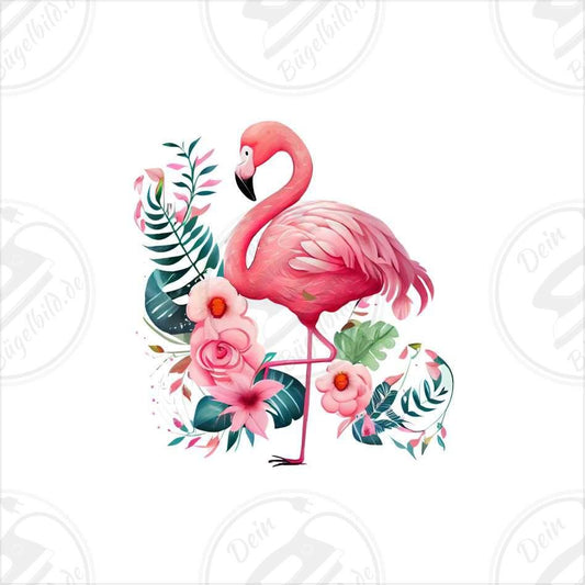 Bügelbild "Flamingo mit Blumen 1"