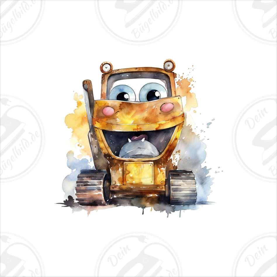 Bügelbild "süßer Bagger mit Gesicht"