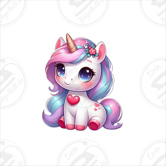 Bügelbild "Einhorn mit Herz"