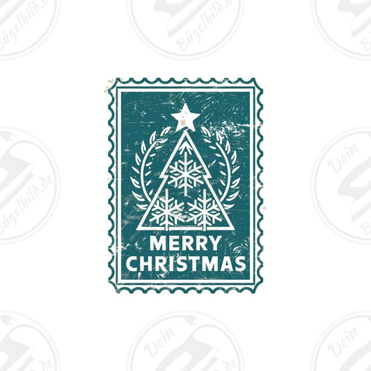Bügelbild "Merry Chritsmas Briefmarke"